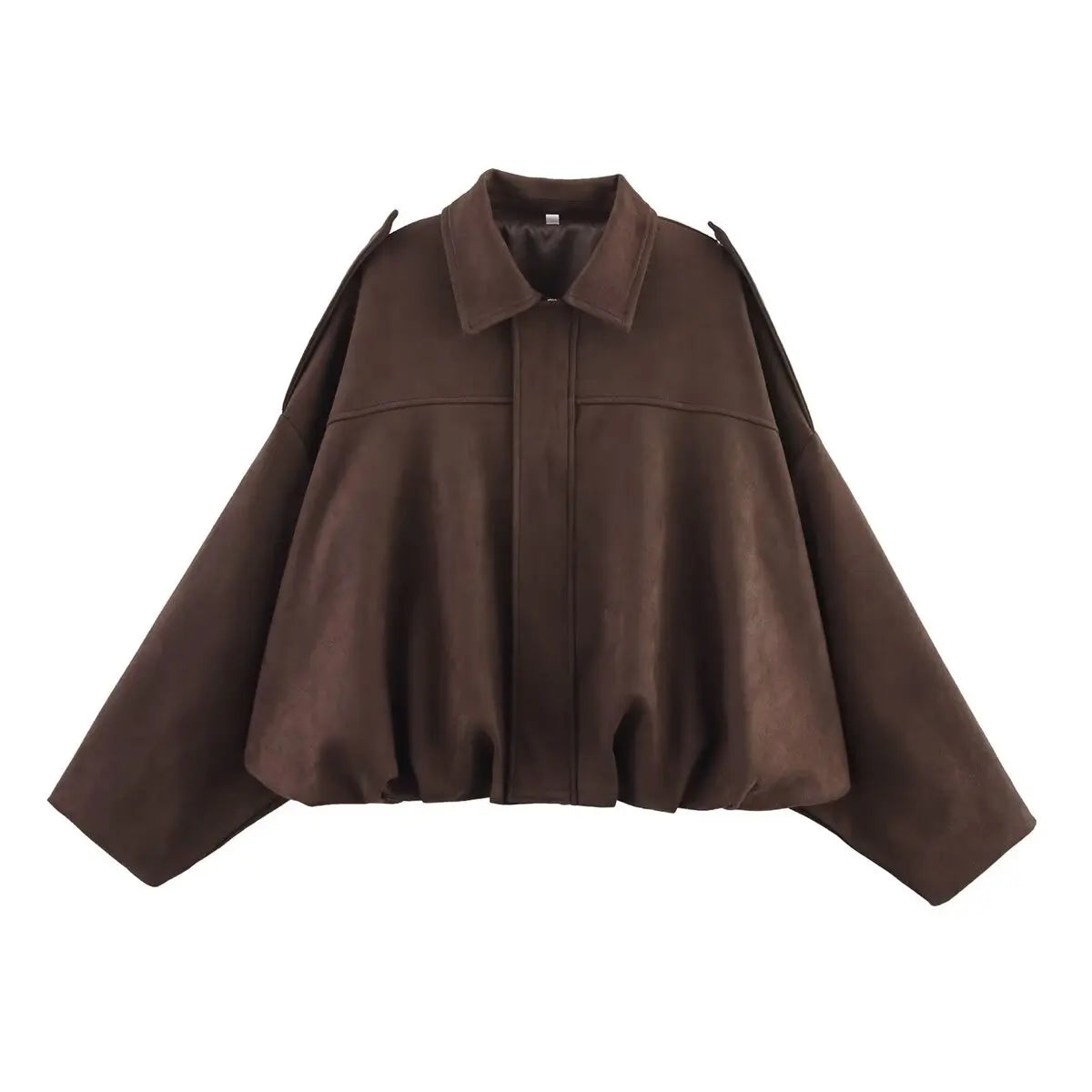 Loose Fit Zippered Turn-Down Collar Jacket