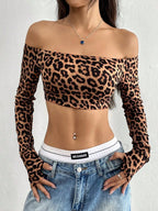 Leopard Print Slim Short Top