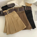 Faldas mini plisadas estilo Harajuku coreano para mujer, Lolita, lisas con cinturón, estilo preppy vintage, cintura alta, gótica, falda Y2k de verano
