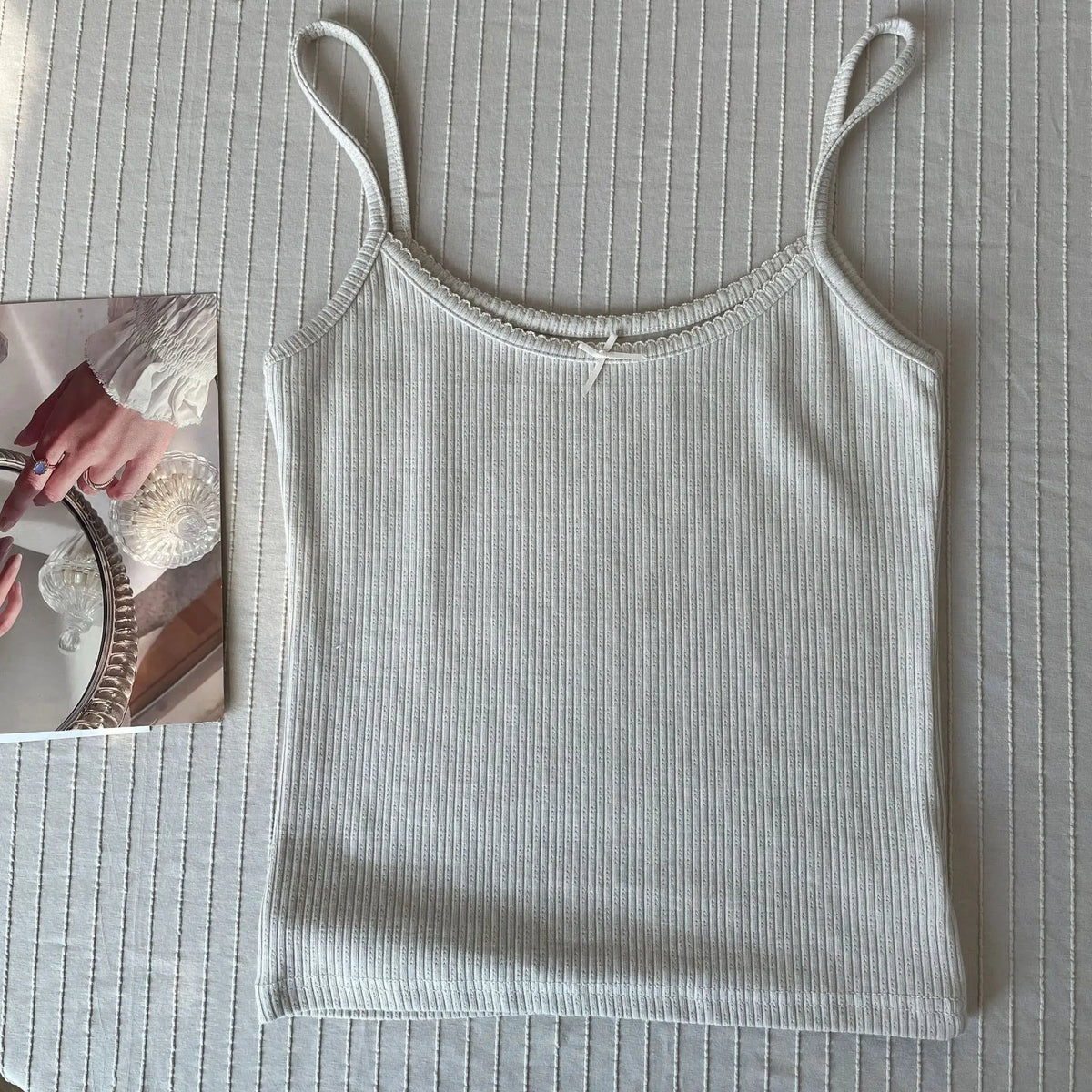 Floral Eyelet Bow Crop Top