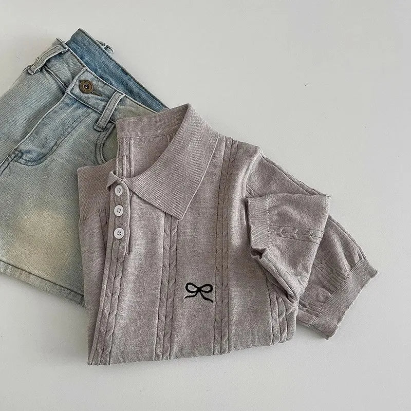 Polo Bow Knitted Short Sleeve Tee