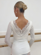 Long Sleeve Lace Trim T-Shirt
