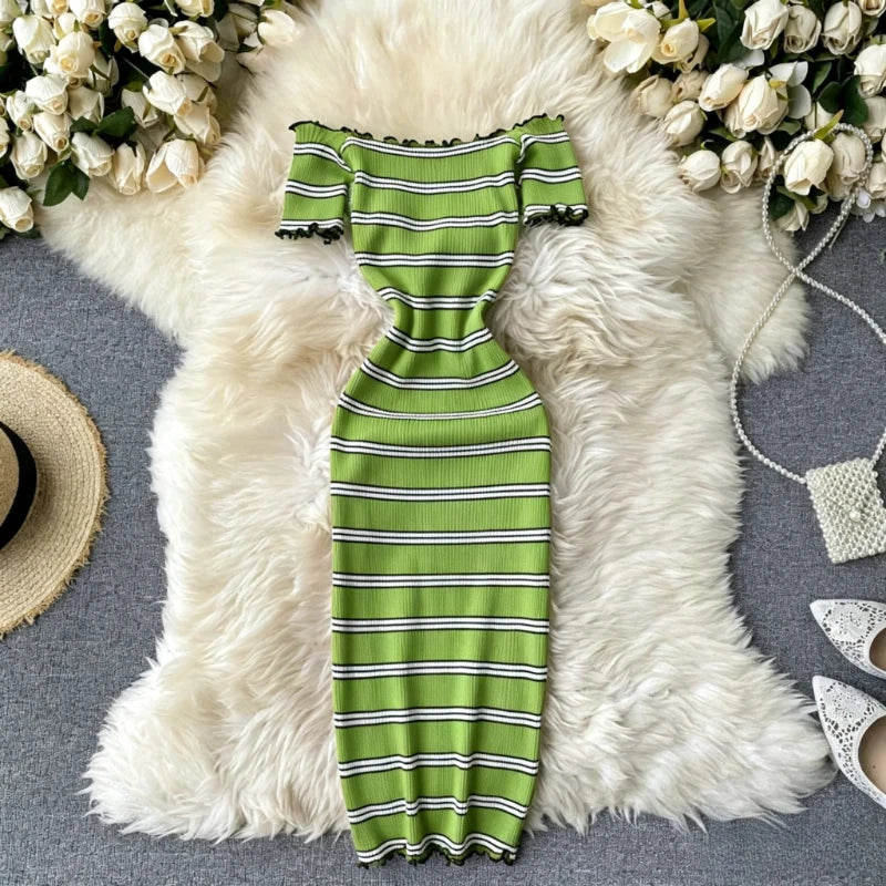 Off Shoulder Striped Sundress