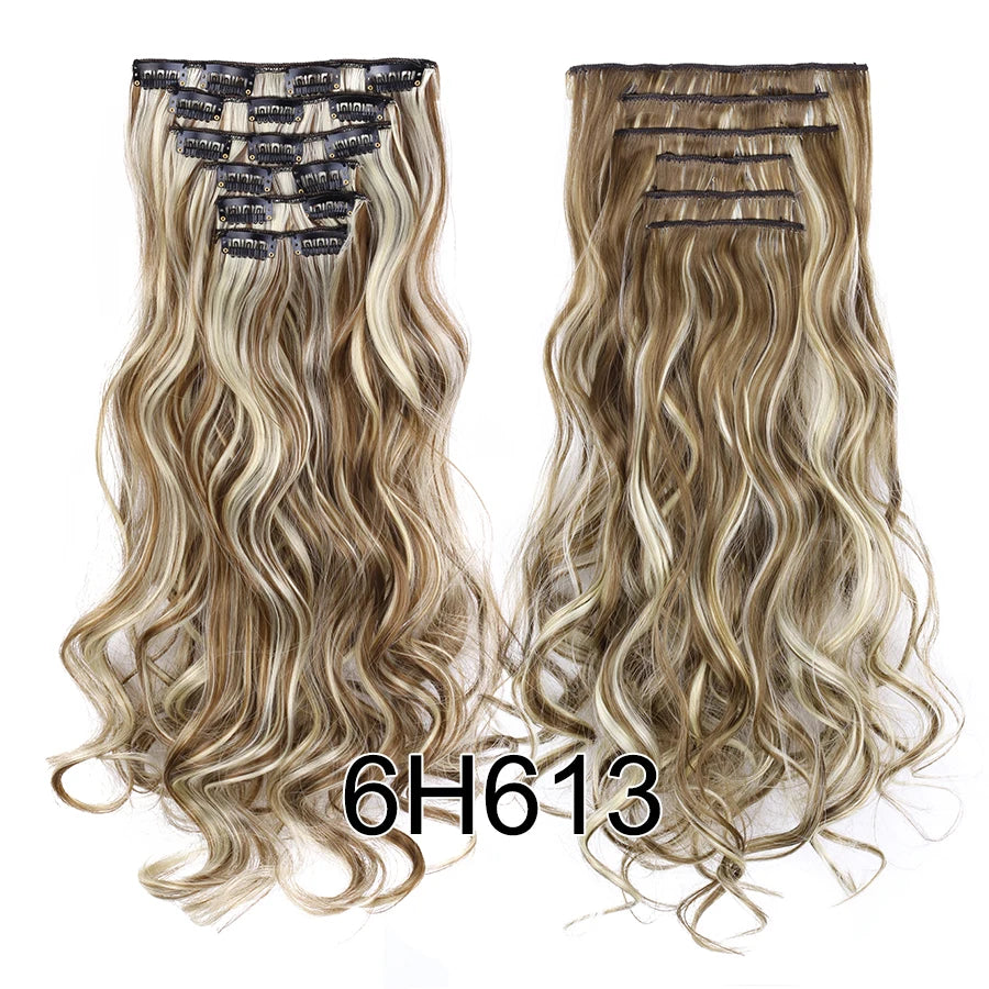 Clips In Hair Extension Long Straight Hair Pieces Clip In Hair Extension 22Inch 6Pcs/Set Synthetic Fake Hair Ppieces For Women