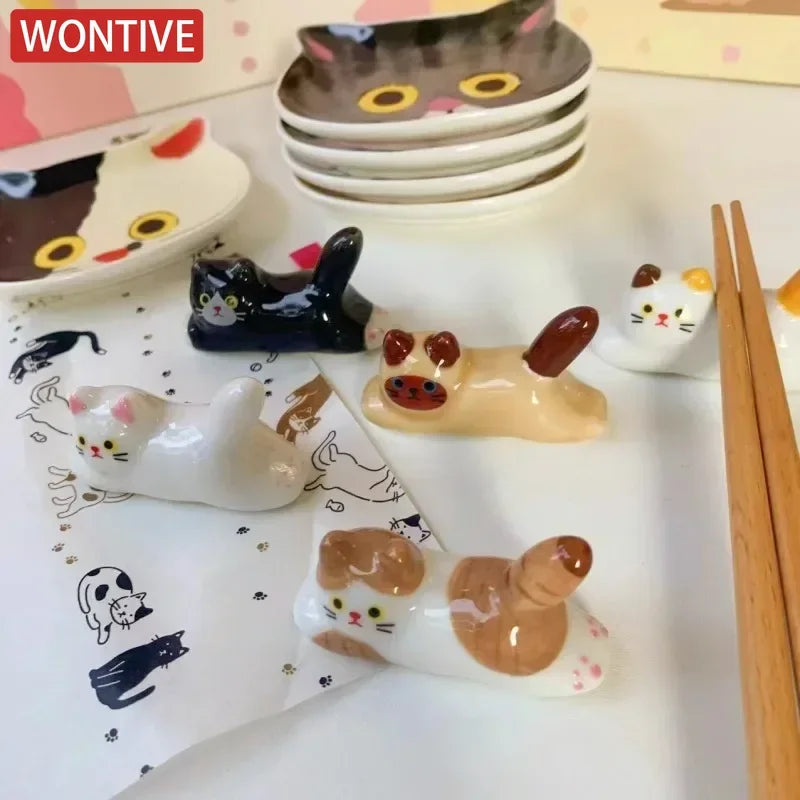 Ceramic Cat Chopstick Holder