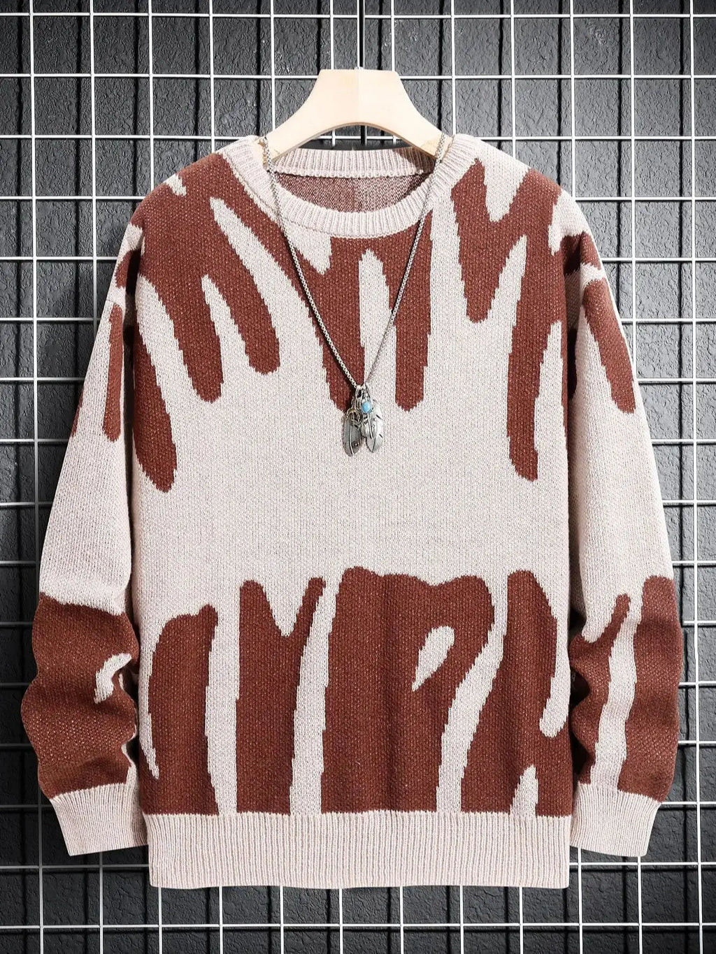 Irregular Jacquard Pattern Pullover Sweater