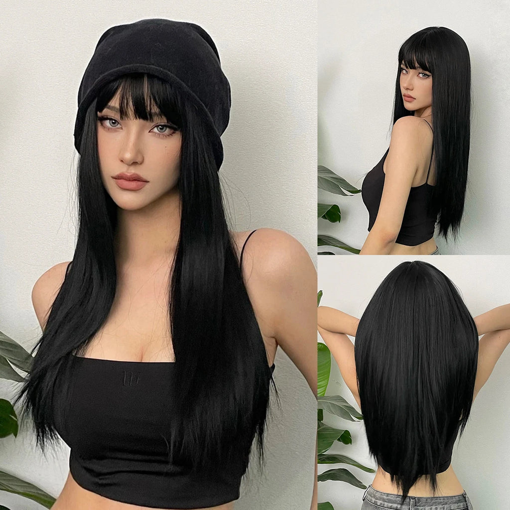 Light Blonde Golden Hair Long Silky Straight Synthetic Wig for Women Blonde Natural Hairs Wig Daily Lolita Heat Resistant Wigs