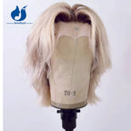 Amethyst Natural Wave Human Hair Wig for Men White Platinum Blonde with Dark Root Brazilian Remy Preplucked Short Boy Cut Wig