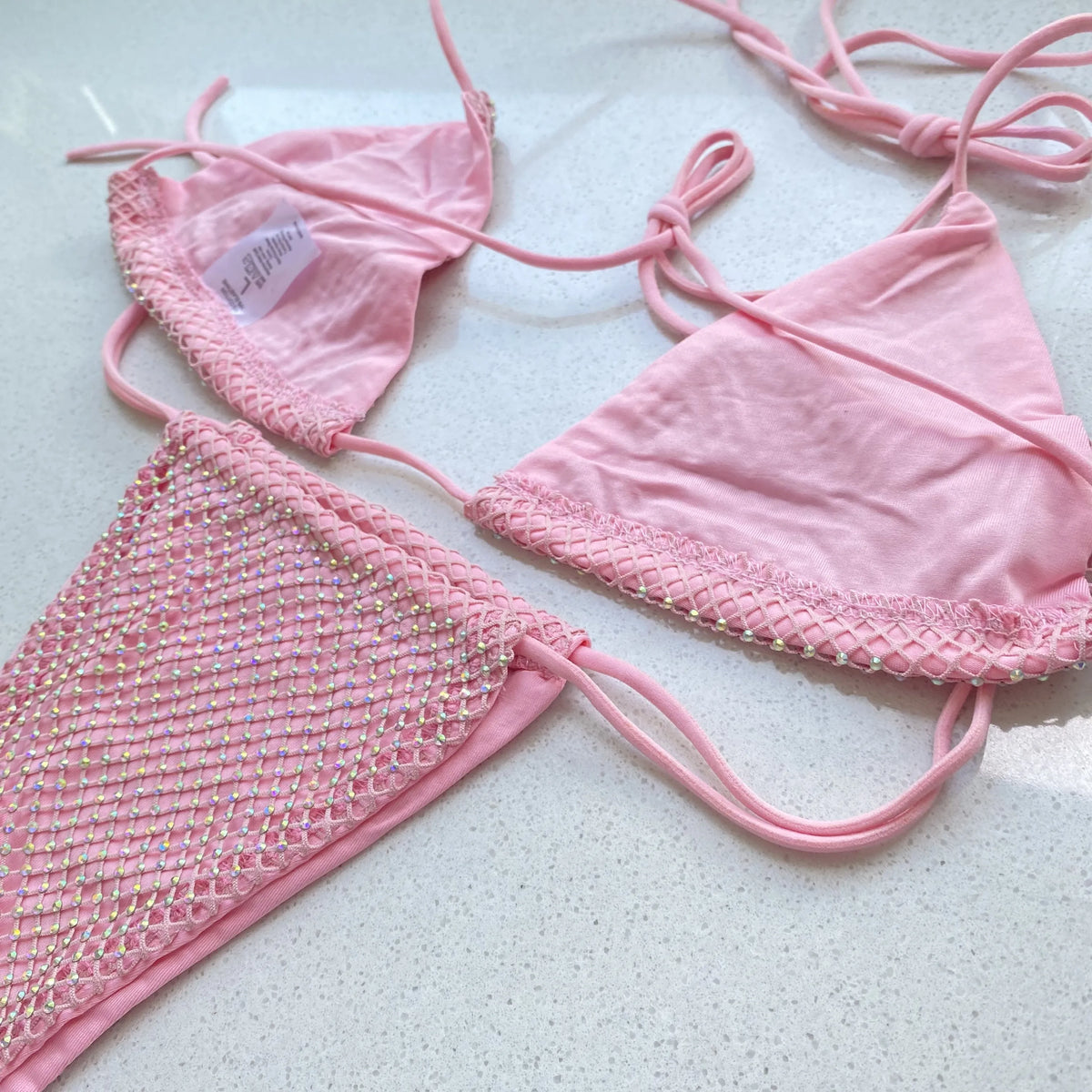 Conjunto de bikini sexy para mujer Traje de baño de lujo con pedrería brillante plateada Cristales y diamantes Traje de baño Halter Push Up Vendaje Ropa de playa