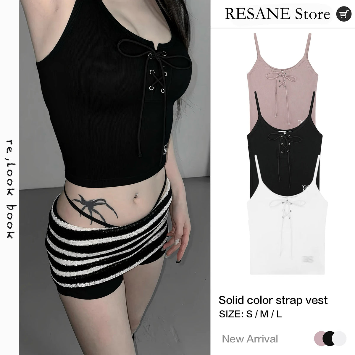 RE Mujer Venda Y2K Crop Tops Cordón Tirantes Tejido Camisola Linda Tank Crop Tops Sólidos Sexy Tops Para Mujer Verano