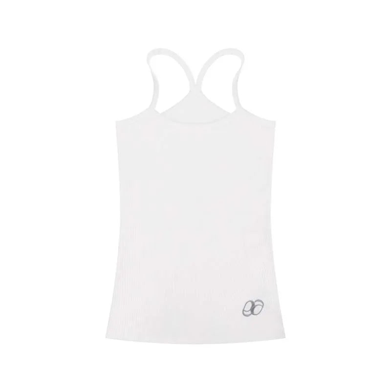 Tops Y2k de Mujer Camisola Larga con Bordado de Letras Blusas sin Mangas Básicas Elásticas Ajustadas con Tirantes Delgados Verano INS Color Sólido