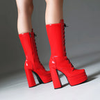 Double Layer Platform Square Toe Boot