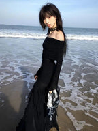Irregular Split Ruffled Dress