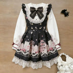 Bow Knitted Cardigan + Ruffles Plaid Mini Skirt Set