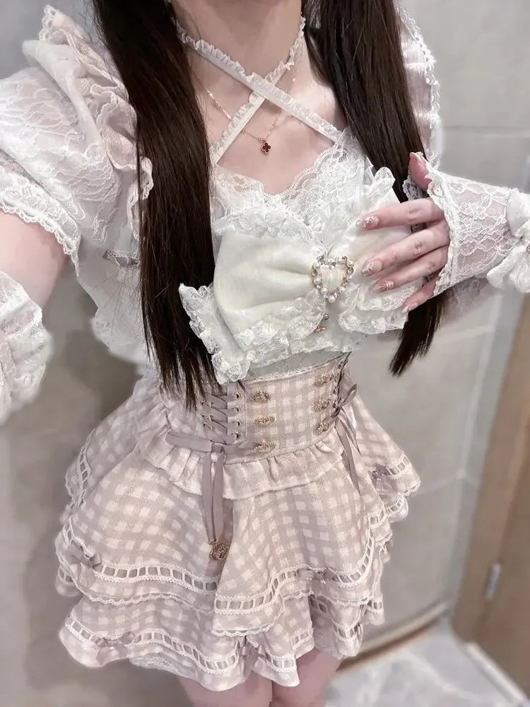 Lace Ruffles Strap Dress