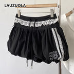 Drawstring Lace Patchwork Bud Shorts