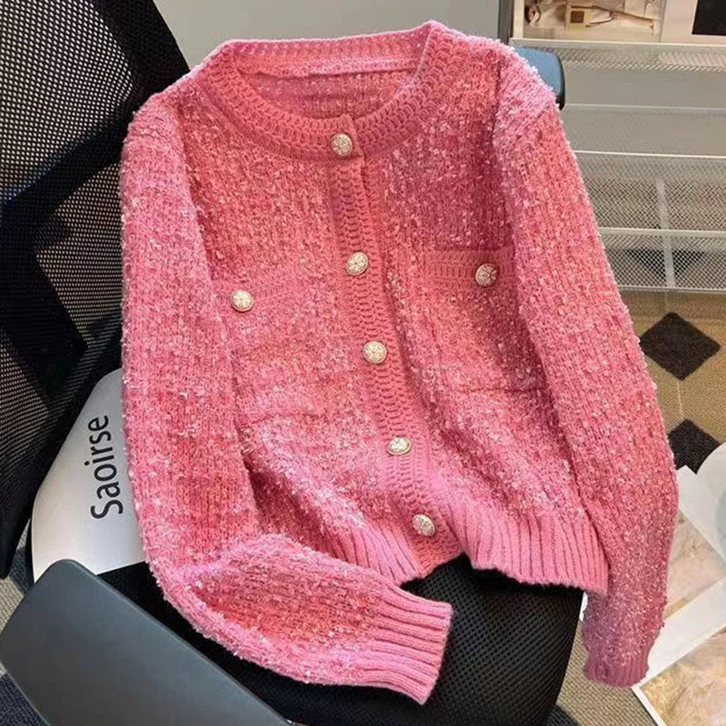 Single Breasted Round Neck Cardigan