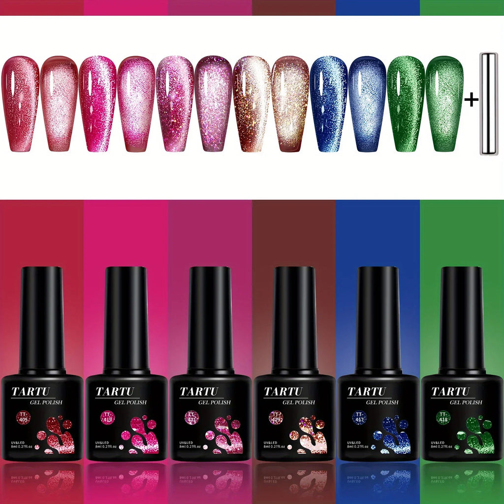 6pcs 8ml Cat Eye Gel Nail Polish Set