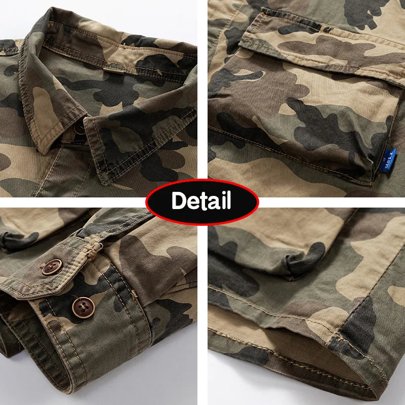 Long Sleeve Camouflage Cargo Casual Lapel Blouse