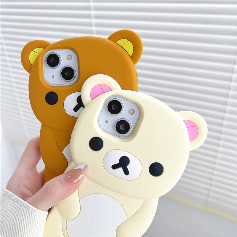 Bear Silicone Soft Cover Case For iPhone 17 16 15 14 13 12 11 Pro Max mini Plus Xs XR 6 7 8 Plus