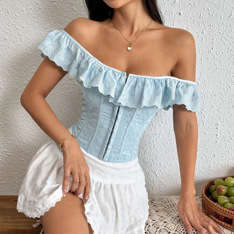 Lace Ruffle Corset Short Vest