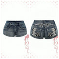 Embroidered Denim Shorts