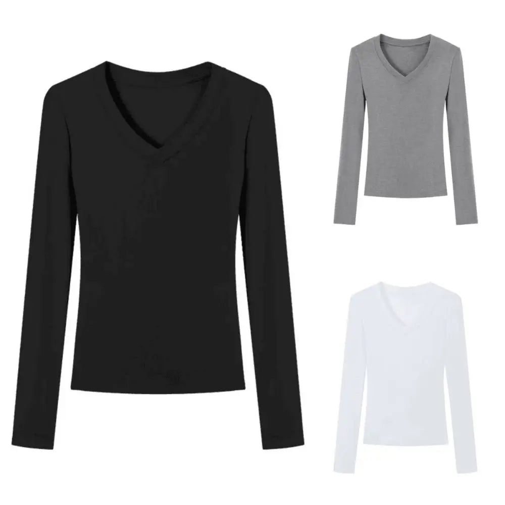 Soft Slim Fit V-Neck Long Sleeve T-Shirt