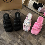 Square Head Platform Slippers