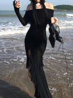 Irregular Split Ruffled Dress