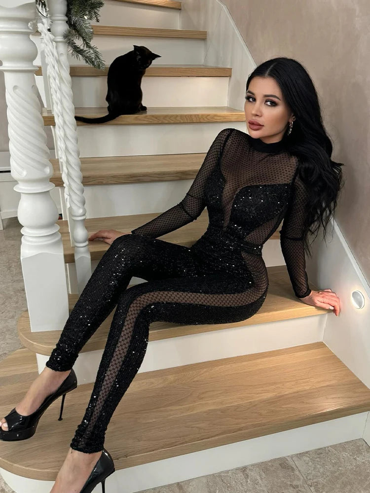 Mesh Patchwork Jumpsuit