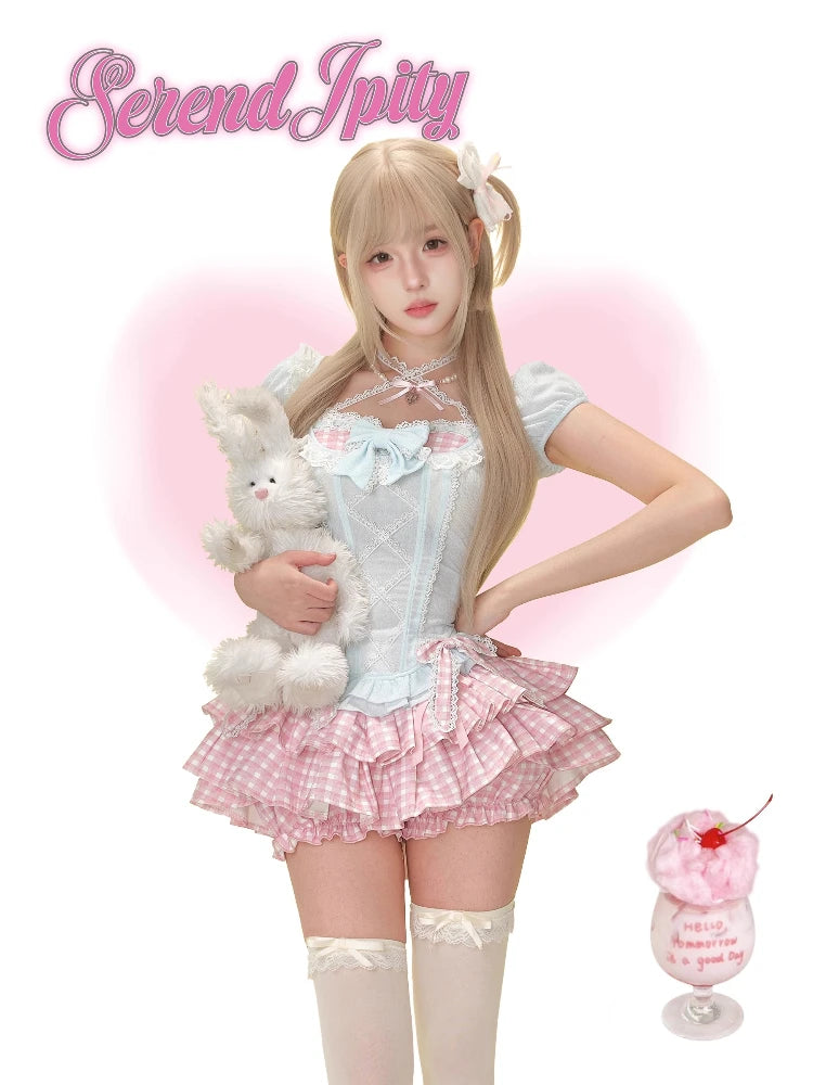Sweet Preppy Style Women 2 Piece Set