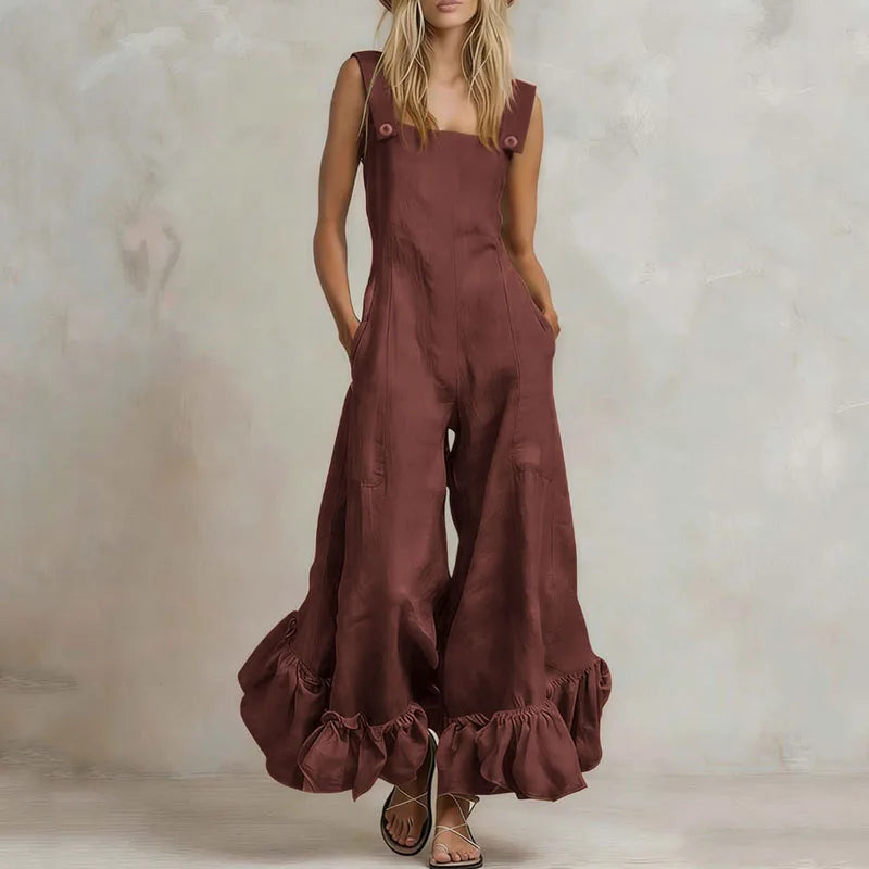 Casual Solid Sleeveless Jumpsuit
