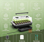 HTMCK 1 Set, Seed Starter Trays With 2 Long Strip Grow Lights, 40 Cells Seed Starter Kit With Humidity Dome For Home Gardene