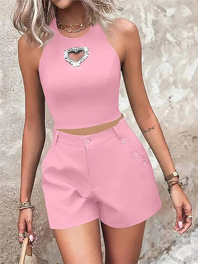 Love Ironing Diamond Top + Shorts Set