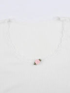 Floral Lace Trim Crop Top