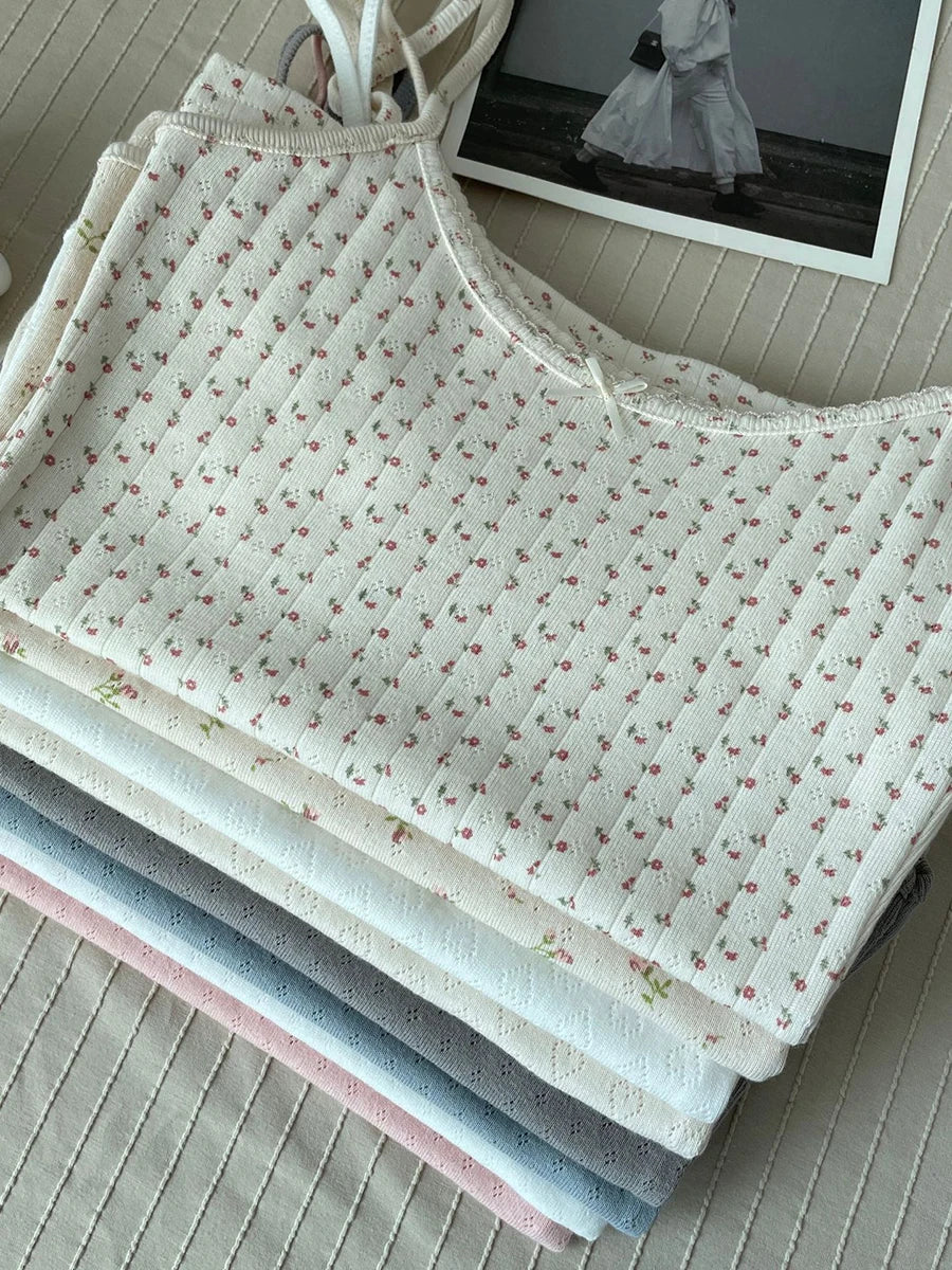 Floral Eyelet Bow Crop Top