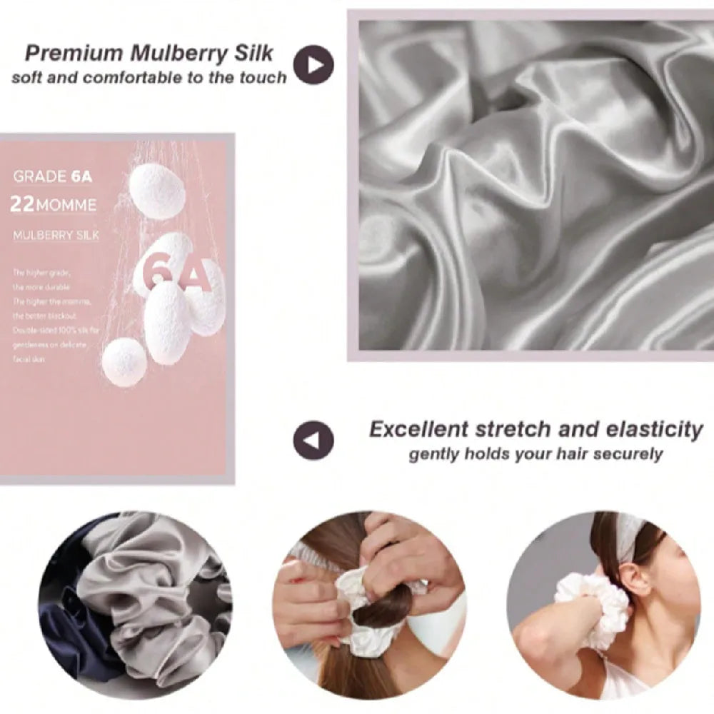 Silk Hair Scrunchie Handmade 100% Pure Mulberry Sillk Hairbands
