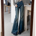 Vaqueros de mujer de cintura alta vintage casual acampanados elásticos ajustados campana pantalones de moda para mujer azul negro gris de mezclilla