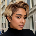 13x4x1 Lace Front Wig Human Hair 10 Inch Short Straight Pixie Cut Wigs 180% Density Transparent T Part Lace Frontal Wigs