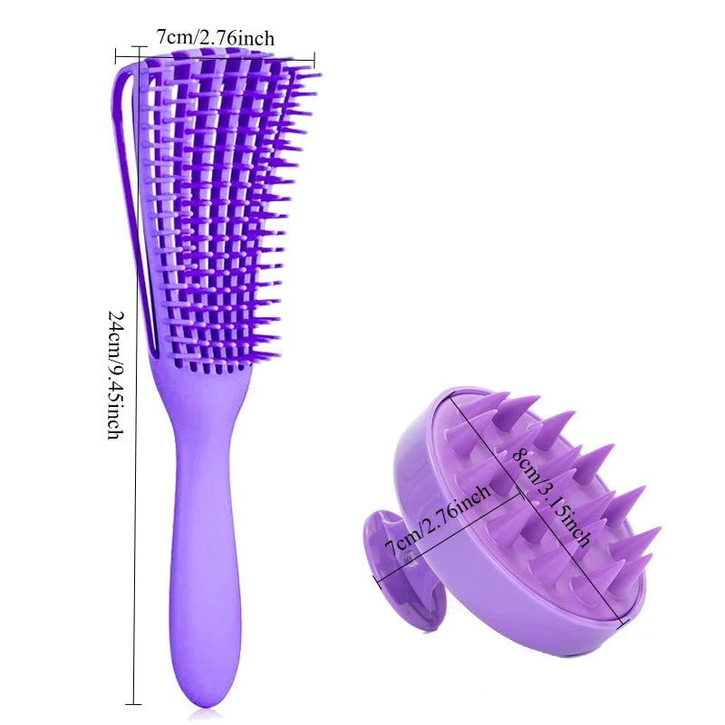 2Pcs/Set Detangling Hair Brush & Silicone Scalp Massager Shampoo Brush Set