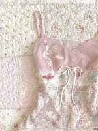 Top sin mangas con tirantes, floral y dulce