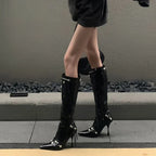 Tassels Side Zippers Pointed Toe Long Booties