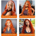 #350 Ginger Orange Colored Body Wave Human Hair Bundles With Frontal Vietnamese Raw Virgin Bundles With 13x4 Lace Frontal Bundle