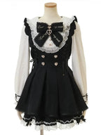 Vestido japonés JK dulce falso de dos piezas Kawaii nuevo con lazo estampado, vestidos Lolita delgados a la moda, trajes vintage Harajuku para mujer, estilo hada