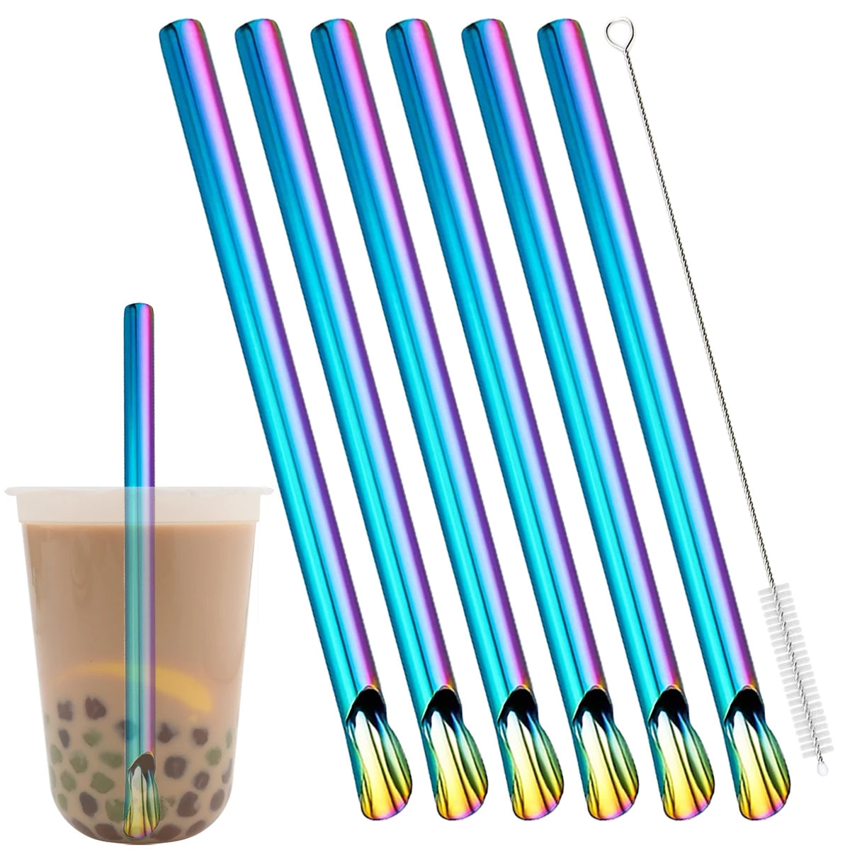 2/3/6pcs Pearl Milk Tea Drinking Straw Set