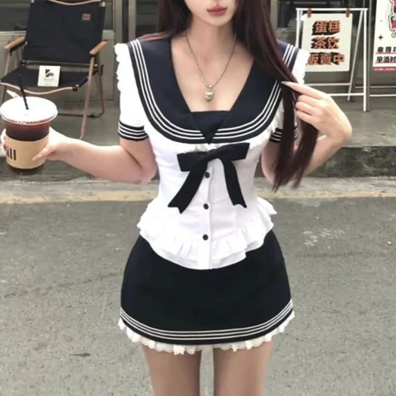 Sweet Bow Sailor Collar Women Shirt