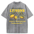 Premium Fresh Lemons Fruit Print Washed T-Shirt