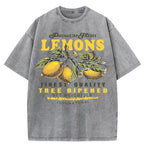 Premium Fresh Lemons Fruit Print Washed T-Shirt