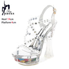 Transparent Crystal Chunky Heels