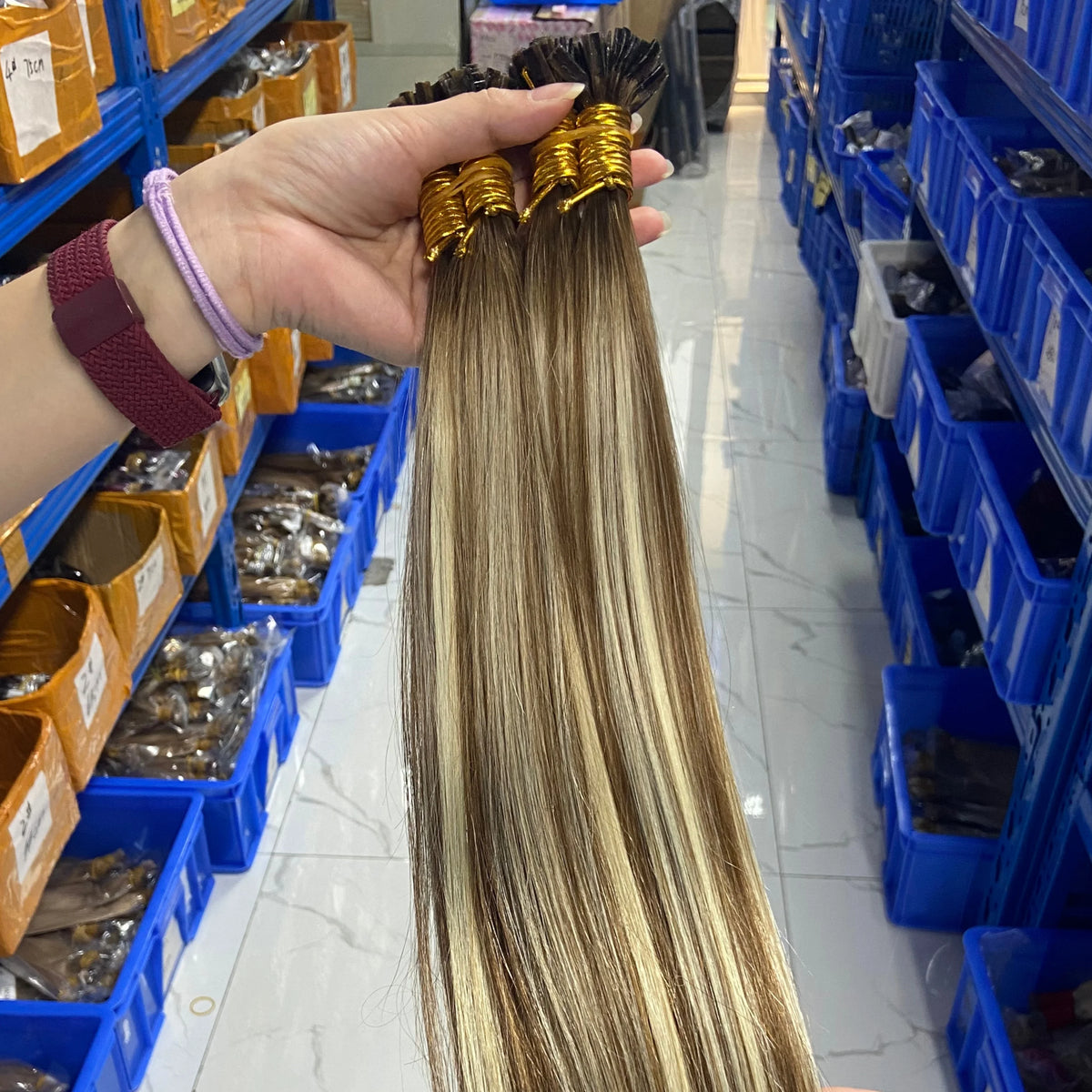 100% Human Hair for Women Straight Keratin Flat Tip Capsule High Quality Flat Tip Hair Extension Human Hair Natural 613# Ombre